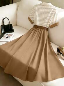 GlowEve 2022新款时尚通勤条纹拼接女装 - 彩色 - 查看 2