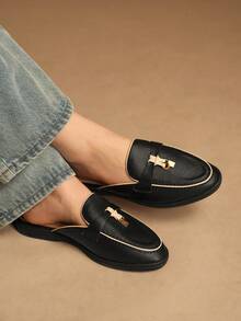 Rosivie Zapatos planos de mujer de estilo casual y versátil con cierre de deslizamiento - Negro - Ver 2