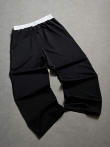 PAVTROS 男士抽绳腰带口袋星形刺绣图案休闲运动裤，适合秋冬季节穿着，百搭男士阔腿裤，双面设计刺绣裤，街头风长裤，情人节、春夏、送男友、狂欢节、复古、街头风、派对、圣帕特里克节、外出等场合。 - 黑色 - 查看 2