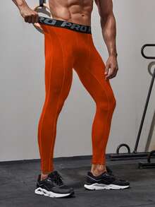 Manfinity Sport Corelite Men's Letter Waistband Casual Fitness Sweatpants - Orange - View 4