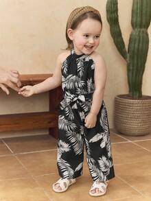 SHEIN Baby Girl Ditsy Floral Sleeveless Casual Romper - Multicolor - View 8