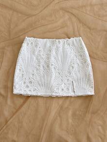 Soleia 春夏新款休闲度假西部海滩婚礼宾客着装毕业早午餐女士圣帕特里克节春假复活节音乐节优雅波西米亚热带风情优雅婚礼季派对情人节约会白色纹理迷你裙 - 白色 - 查看 4