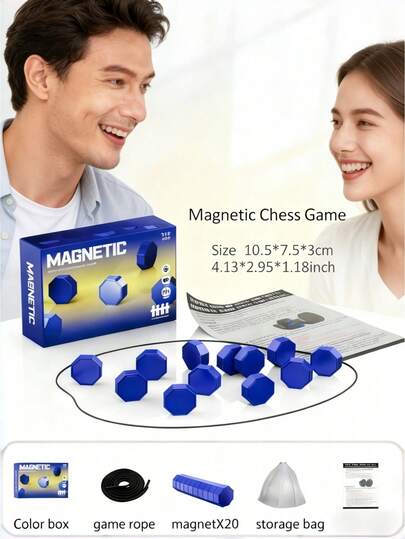 Magnet Game, Magnetic Game With String, Magnet Chess With Stones, 2 Player, 10 Min Play-Time, Board Games For Family Night, Travel-Friendly For Christmas, Birthdays, Parties
