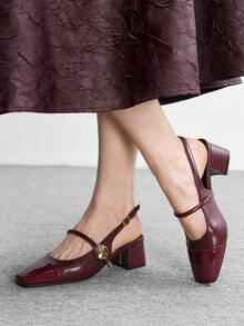 CUCCOO BIZCHIC Women's Classic Low Heel Slip-On Pumps, Black For Christmas Valentine's Day - Red Violet - View 5