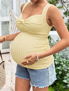 Lyckli Maternity Clothes Tops Summer Pregnant Yellow Tank Top, Highly Elastic, Soft, Comfortable, Casual, And Perfect For Vacations - Yellow - View 4