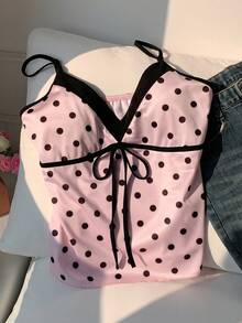 Comfortcana Áo kiểu in họa tiết chấm bi cổ điển, chất liệu 95% cotton, thích hợp cho kỳ nghỉ biển. - Nhiều màu - Xem 7