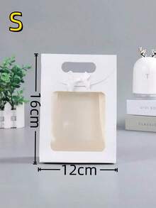1/10/20个装 简约时尚翻盖蝴蝶结透明包装袋，礼品袋，蝴蝶装饰，鲜花包装展示袋，翻盖礼品袋，带透明窗口，小号棕色/白色礼品袋，适用于家居收纳、节日礼物、办公、婚礼回礼，是送给女朋友、朋友、老师、领导、长辈的绝佳礼物 - 彩色 - 查看 6
