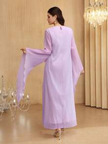 SHEIN Najma Beaded Decor Extra Long Sleeve Maxi Tunic Dress, Turkish & Arabic Traditional Style - Purple - View 8