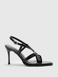 CUCCOO BIZCHIC Giày cao gót mũi hở gót sexy mới mùa hè 2025 dành cho nữ - màu đen - Xem 2