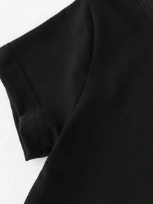 SHEIN GraphicGems 1 pièce T-shirt à manches courtes pour garçons pré-adolescents, style décontracté et créatif, personnalisé, rafraîchissant, minimaliste et chic, avec imprimé cœur floral, numéro 67 et lettrage. Tenue confortable adaptée pour le printemps, l'été et la Saint-Valentin - Noir - Voir 7