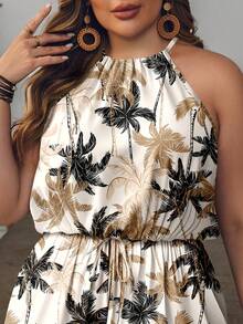 EMERY ROSE 大码女式热带椰树印花连体裤，优雅夏季装扮，适合度假、办公、派对等场合。 - 彩色 - 查看 5