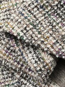 FRIFUL 女士V领金属纽扣装饰领蝴蝶结腰部荷叶边下摆衬衫 - 杏色 - 查看 3