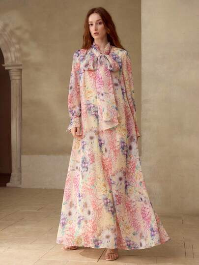 MOTF PREMIUM 春夏款欧根纱梦幻数码印花连衣裙