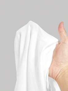 SHEIN MOD Petite 适合身高150-160厘米，娇小身材完美之选，专为娇小女性设计，女士简约纯色褶皱修身上衣，春夏皆宜，适合嘉年华、派对、沙滩、外出、度假、休闲、Y2K风格、白色上衣、优雅上衣 - 白色 - 查看 12