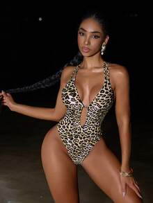 Swim SXY Springbreak 女士新款印花随机多色镂空性感优雅度假简约连体泳衣 - 彩色 - 查看 4