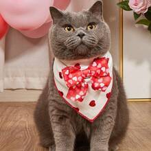 PETSIN A Cute Valentine's Day Heart-Shaped Bow Triangle Scarf For Pets, Suitable For Small Dogs Like Poodles And Bichons, Ideal For Indoor And Outdoor Use.