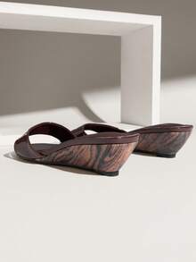 SHUZIA Women's Comfort Minimalist Slip-On Wedge Sandals Valentine's Day - Chocolate Brown - View 6