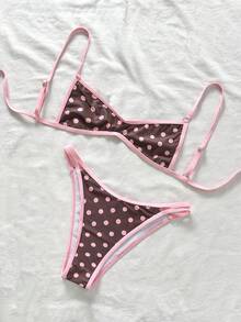 Swim Vcay Women's Summer Beach Polka Dot Print Sexy Bikini Swimsuit Set - Multicolor - View 3