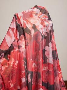 Slumberist 女士成熟性感花卉印花荷叶边网纱吊带睡裙 - 紅色 - 查看 8