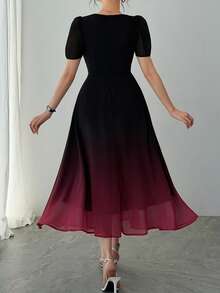 DAZY Women's Elegant Commuter Ombre Mid-Length Dress, Summer - Multicolor - View 4