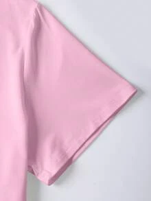 EMERY ROSE 甜美女孩风格心形饮料杯，适合小马宝莉爱好者，印花休闲加大码T恤 - 淺粉色 - 查看 5