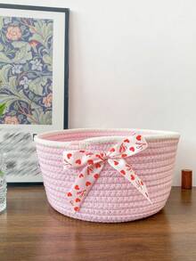 PETSIN 1pc Pet Desktop Woven Storage Basket, Valentine's Day Heart-Shaped Basket, Suitable For Pet Toy Storage, Bedroom/Children's Room Desktop/Living Room Desktop Miscellaneous Storage, Decorative Multi-Functional Storage Basket - Multicolor - View 9