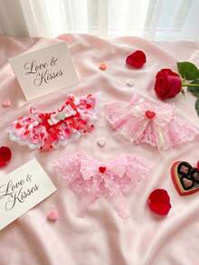 PETSIN 1 Piece Comfortable Polyester Pet Scarf Slobber Towel Adjustable Buckle Design No Choke Comfortable Fit Love Pattern Pink Red Valentine's Day Theme Pet Tie For Cats And Small Medium Large Dogs Valentine's Day Couples Pet Lovers Holiday Photo Shooting Everyday Wear Indoor Outdoor Activities Pet Fashion Accessories Cute Decorative Bib - Multicolor - View 1