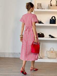 Siren Gaze Women's Casual Plaid Mid-Length Dress, Summer