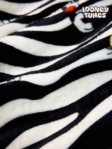 LOONEY TUNES X Joivida 1pc Women's Flannel Pajama Bottoms (Reversible Style), Featuring The Cute Tweety Pattern And Leopard Print Design, Lightweight, Soft, Warm And Machine Washable. - Black and White - View 4