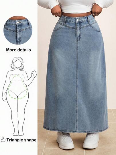 Truni Plus Size Denim Mini Skirt