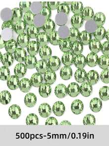 2000pcs 3-6mm Green Flat Resin Rhinestones, Round Jelly Gemstones For Making Accessories Shoes, Clothes, Cosmetics, Bags, Decoration - Green - View 7
