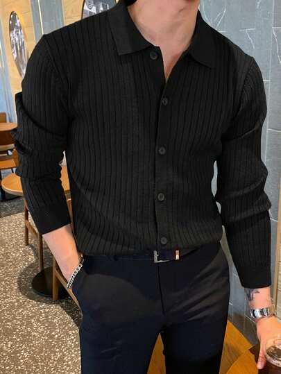 Claim Dot Cárdigan casual de unicolor para hombre, versátil para otoño/invierno