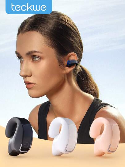 Teckwe 单只骨传导无线耳机，开放式设计，适合跑步、骑行等运动，具备降噪功能。