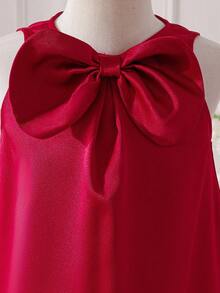 SHEIN Young Girl Woven Solid Color Mesh Ruffle Hem Casual Sleeveless Dress,Kids - Apricot - View 11