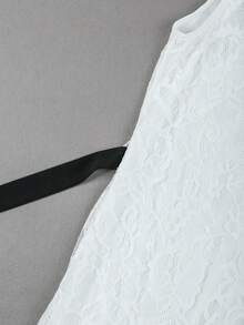 GlowEve 女士圆领无袖束腰蕾丝衬里连衣裙 - 白色 - 查看 3