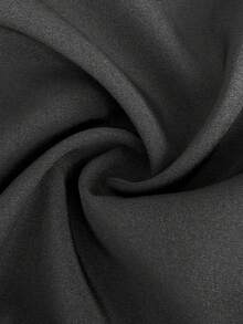 Vionelle Plus Size Women Solid Color Frill Off-Shoulder Front Tie Neck Dress, Vacation - Black - View 7