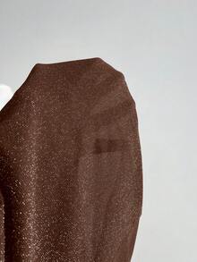 SHEIN Unity Deep Draped Neck Backless Mini Dress, Party Wear - Brown - View 5