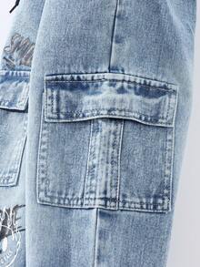 Pantalones jogger de niños con cintura con cordón - Azul lavado medio - Ver 5