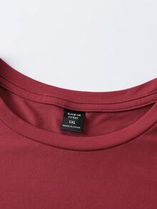 Calvaya 女士加大码短袖T恤，印有标语图案，适合夏季穿着。FOREVER CHASING SUNSETS 图案T恤，女式上衣，游乐园风格，曲线夏季上衣，夏季T恤，邮轮衬衫。 - 酒紅色 - 查看 6