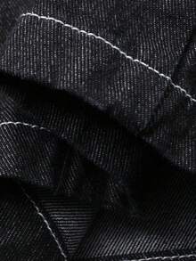 FRIFUL 女士纯色前扣长袖上衣和阔腿牛仔裤套装 - 藍色 - 查看 8