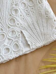 Soleia 春夏新款休闲度假西部海滩婚礼宾客着装毕业早午餐女士圣帕特里克节春假复活节音乐节优雅波西米亚热带风情优雅婚礼季派对情人节约会白色纹理迷你裙 - 白色 - 查看 5