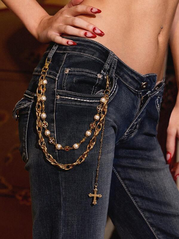 Glisma 十字链腰链，服装，复古，金属质感，宝石，送给妈妈/女士/女孩/母亲，高级，复古，优雅，十字架，情人节，礼物，服装，优雅，金属质感，复古，精致，送给妈妈/女士/女孩/母亲，宝石，心形，情人节，金色，复活节，旅行/海滩/度假，波西米亚风，颓废风