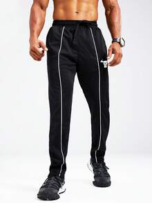 Manfinity Acti Log Men's Elastic Waist Drawstring Loose Casual Sports Pants Sweat Pants - Black - View 5