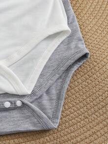 SHEIN 女婴平领平袖连体衣，前开襟按扣设计，刺绣图案，夏季款 - 彩色 - 查看 8