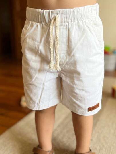 Niño casual bermuda diseño simple tela ligera ajuste holgado cintura elástica cordón corto verano vacaciones uso diario pantalón corto