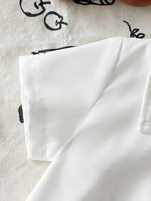 SHEIN Playful Pals 男婴夏季短袖衬衫 - 白色 - 查看 4