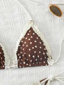 Swim Mod Women's Polka Dot Print Swimsuit Set, Suitable For Beach & Vacation - Multicolor - View 5