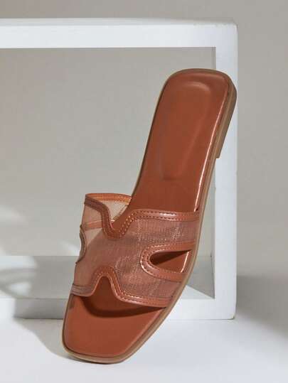 SHUZIA Dammode Casual Bekväma Mesh Cutout Platta Sandaler