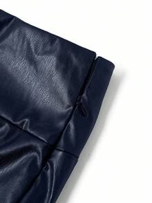 Ellevyn Gonna a matita elegante in contrasto di pizzo e pelle PU, adatta per l'ufficio e il pendolarismo - Blu - Visualizzare 5