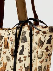 ROMWE Goth 时尚豹纹Y2K眼睛钻石电子玩具铆钉兔子玩偶十字图案收纳袋大容量单肩包 1659047 - 貓咪動物 - 查看 3